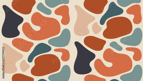 Abstract Organic Shapes Pattern Featuring Earthy Tones and Minimalist Fluid Forms for Modern Design Backgrounds