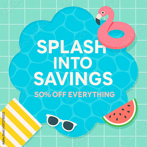 Summer Splash Savings Poolside Retail Promotion Graphic.