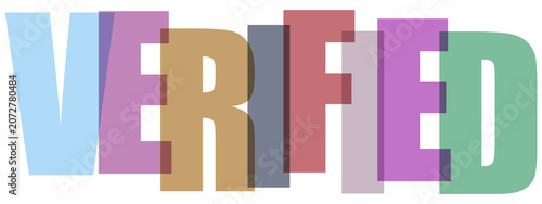Photos Colorful overlapping letters spelling out the word verified on transparent backg