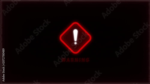 Red Critical Warning Sign Icon and Neon Border Drag and Drop Overlay with Alpha Channel