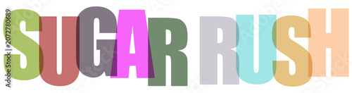 Colorful overlapping letters spelling SUGAR RUSH isolated on transparent background