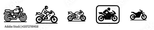 Bild auf Leinwand Motorcycle line icon set