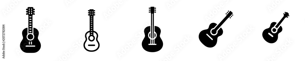 Foto Acoustic guitar silhouette vector icon set