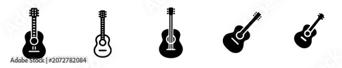 Foto Acoustic guitar silhouette vector icon set