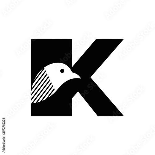 Black letter K logo with integrated bird head.