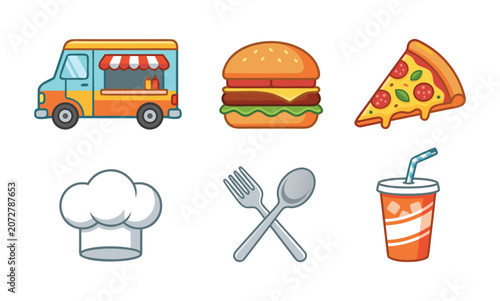 Food Service Icon Collection with Restaurant Elements Design white background