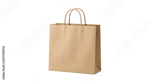 Cuadro en lienzo Empty brown kraft paper shopping bag on transparent background