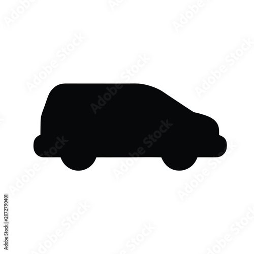 Black Car Silhouette Vector Illustration Isolated Automobile Vehicle Icon Design for Transportation Automotive Graphic and Branding Use on White Background