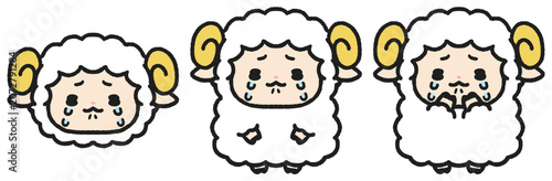 Foto 泣いている羊のイラストセット