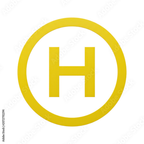 Yellow Helipad Symbol with Letter H