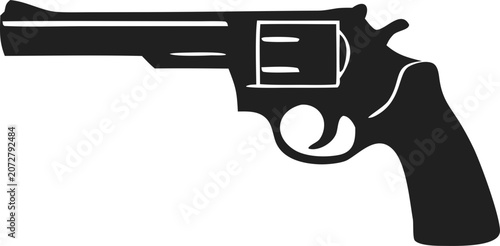Fotografija Revolver handgun silhouette vector icon with clean edges and minimalist design
