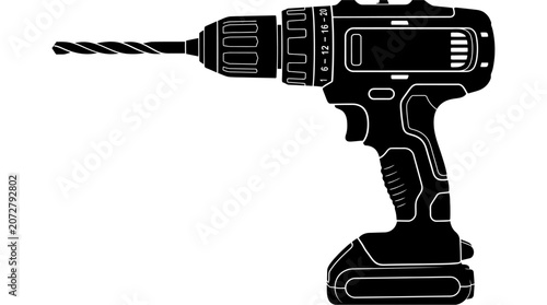 Tableau sur toile Black cordless power drill tool.
