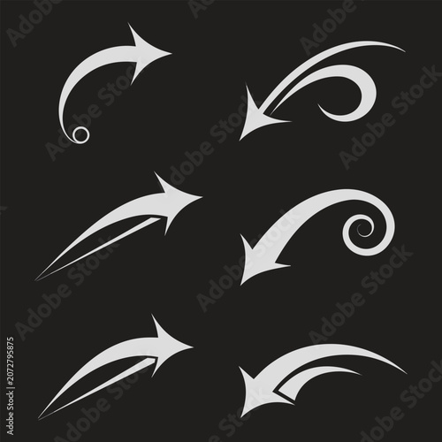 Premium Shooting Star Icon Collection with Elegant Meteor Trails and Long Shadow Vector Design