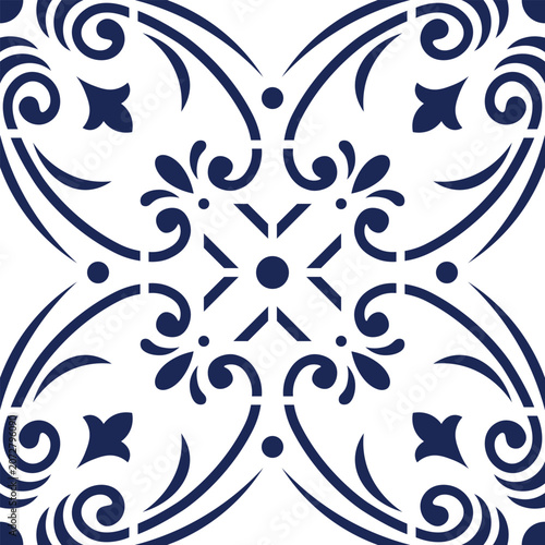 Vintage Ceramic Floral Ornament Seamless Design
