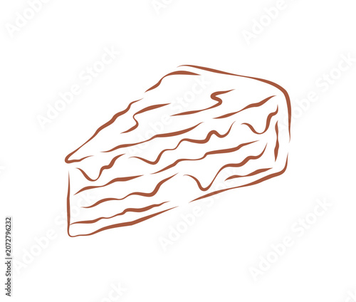 Fotografija A delectable sketch of a single slice of creamy cheesecake with a graham cracker crust