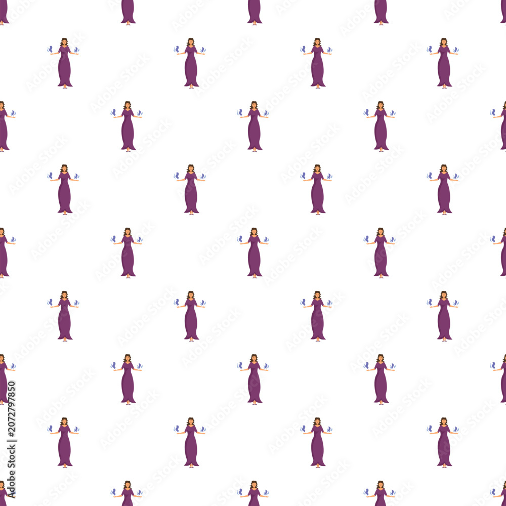 Naklejka premium Fantasy sorceress character in a purple dress performing magic on a white background
