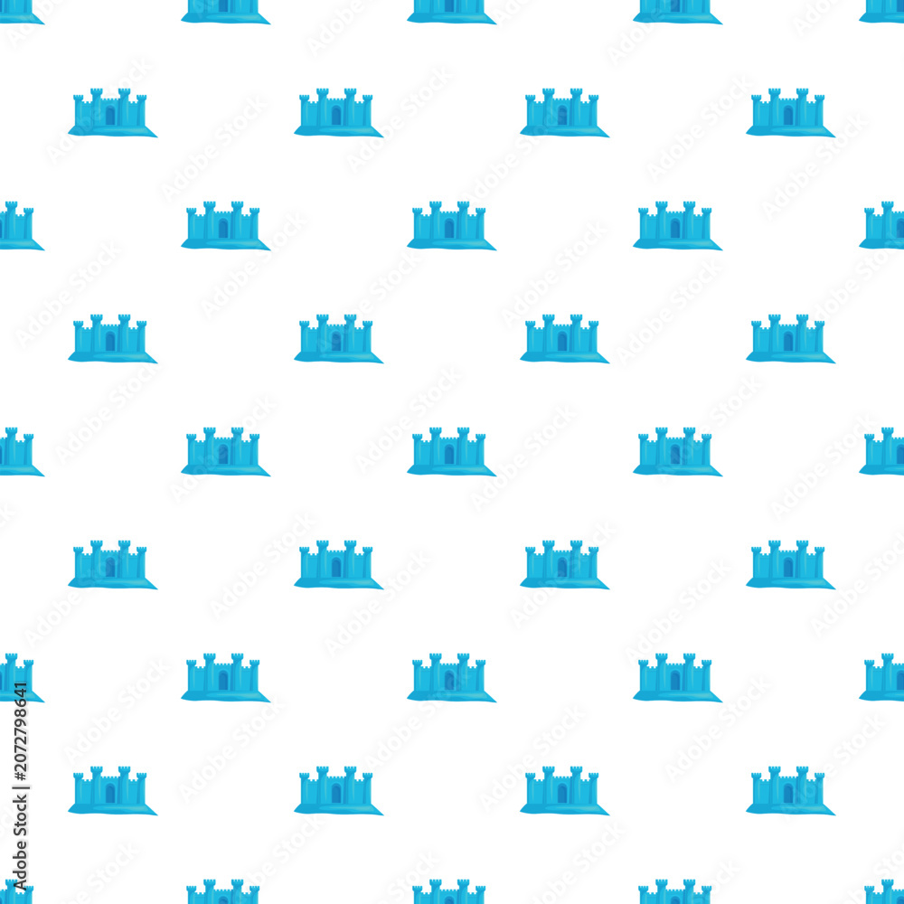 Naklejka premium Blue ice castle shapes repeating in a seamless pattern on a white background