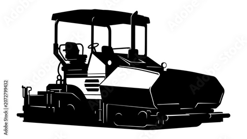 Obraz na plátně Road Roller Illustration: A bold, graphic illustration of a road roller, a heavy construction machine used for compacting roads and other surfaces
