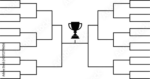 Konstfotografi Black silhouette tournament bracket with a trophy icon design