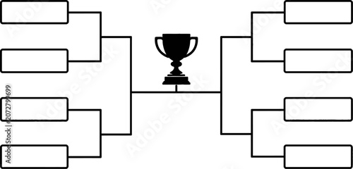 Konstfotografi Black silhouette tournament bracket with a winner trophy in the center