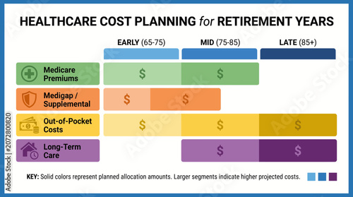 Bild auf Leinwand Healthcare Cost Planning Chart for Retirement Years
