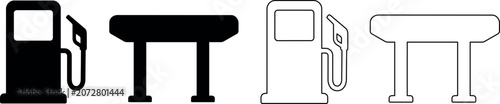 Fotografía Set of gas station and fuel pump icons in solid and outline styles