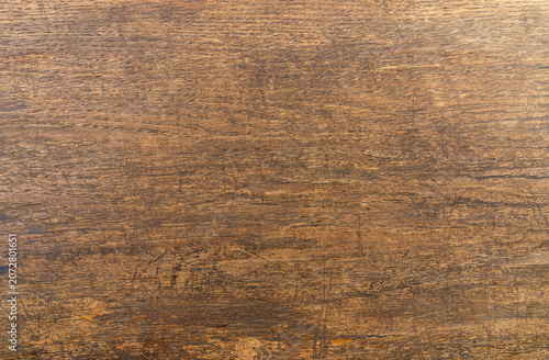 An old wooden table top.Vintage-colored furniture billboard.