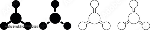 Foto Molecular structure diagram with four connected spheres in black and white line