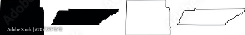 Photos Tennessee state outline in various styles and colors for creative projects