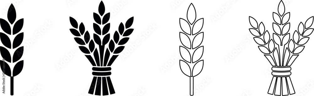 Obraz premium Stylized wheat illustrations in various designs and colors