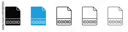 Canvastavla File Binary icons vector illustrations in black and blue colors for web and ui d