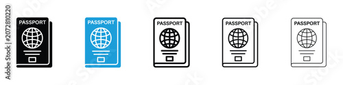 Bild auf Leinwand Passport icons vector illustrations in black and blue colors for web and ui desi