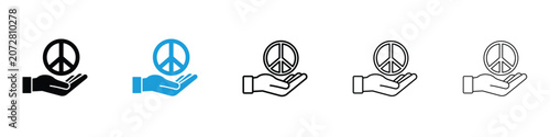Fotografía Peace icons vector illustrations in black and blue colors for web and ui designs