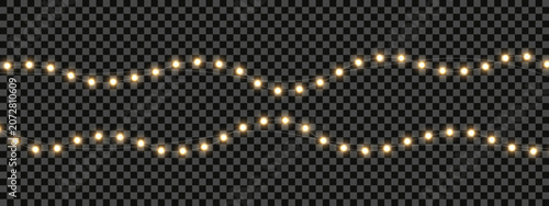 Seasonal garland lights offer a stylish decorative solution. Warm festive glow improves banners and promotional artwork. Transparent PNG asset.