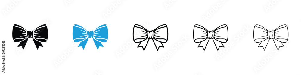 Fototapeta premium Ribbon icons vector illustrations in black and blue colors for web and ui designs