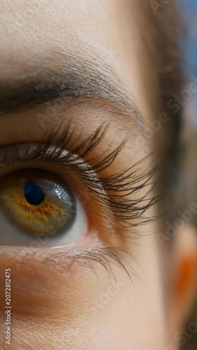 Womans Beautiful Eye Blinking Open in a Close up