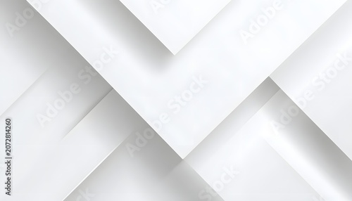 Minimal white abstract paper background with layered geometric shapes and soft shadows