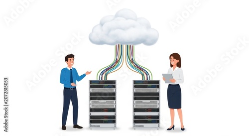 Business people working with cloud server and data storage