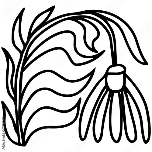 Simple naive doodle hand drawn flower, vector line art