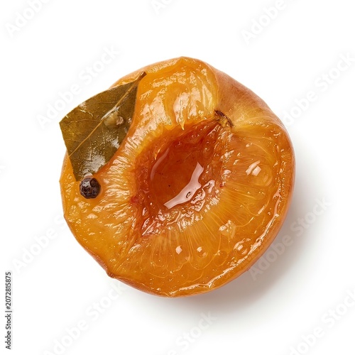 Golden Dried Candied Fruit with Leaf Isolated on White Background for Organic Snack and Food Concept