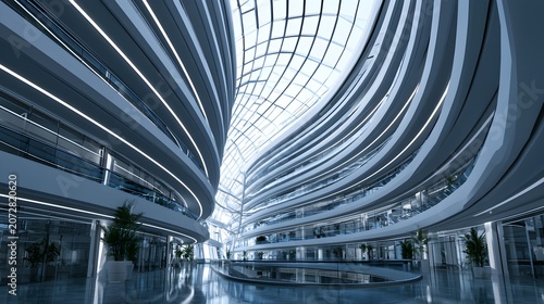 modern architecture building concept with contemporary design and urban city development realistic lighting commercial stock photography