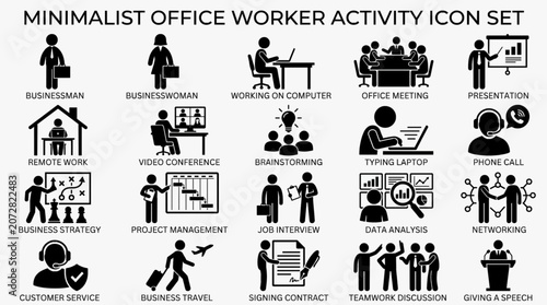 Professional Office Activities Icon Pack for Project Management and Collaboration