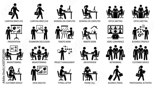 Office Collaboration and Leadership Activity Icons for HR and Training Materials