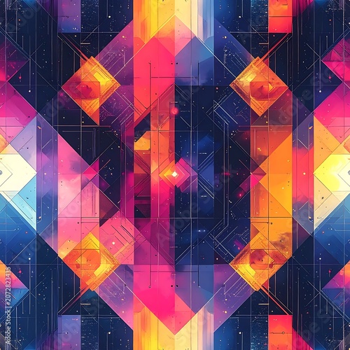 Vibrant abstract geometric shapes pattern design.