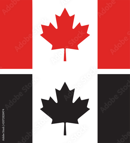Canada National Flag and Monochromatic Leaf Icon