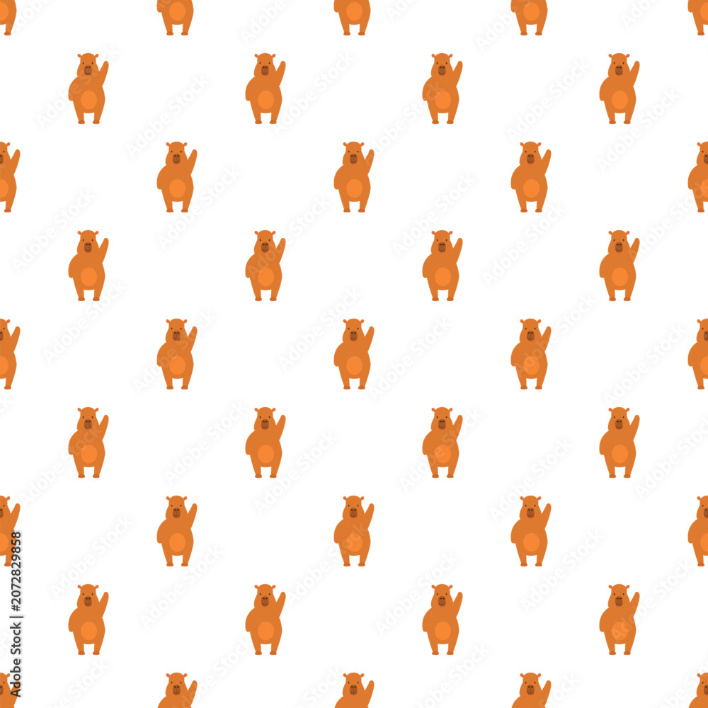 Obraz premium Cute brown bear characters creating a repeating seamless pattern