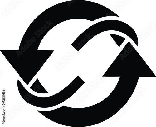 Circular Arrows Recycling Symbol Vector Icon.