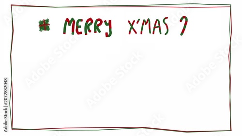 Animated cute hand drawn Merry Christmas frame with festive lettering and playful border for holiday greeting designs.