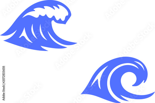 Sea water, lake ripples, ocean storm, tsunami minimal vector illustrations.