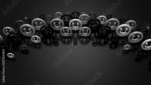 Smiles Form a Wave. Abstract motion, 3d rendering, 4k resolution
